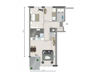 Voorbeeldwoning B1: 2-kamerappartement van 61m2 - € 175.000,= v.o.n.